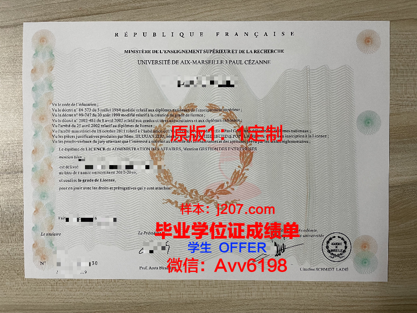 马赛国立高等建筑学院毕业证书图片(马赛大学专业排名)