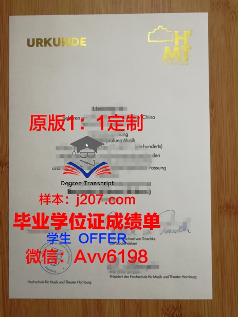 汉堡音乐与戏剧学院毕业证翻译(汉堡艺术大学)