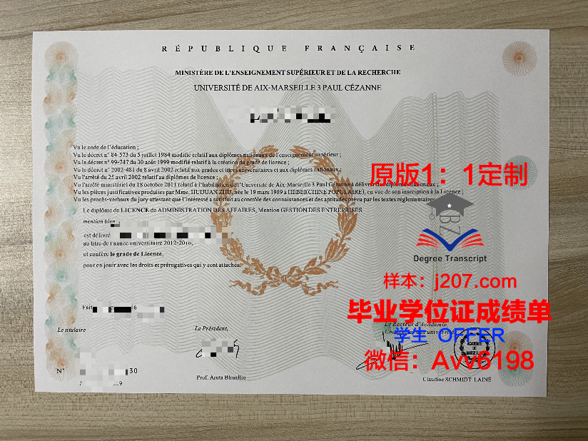 马赛大学毕业证书图片高清(马赛大学怎么样)