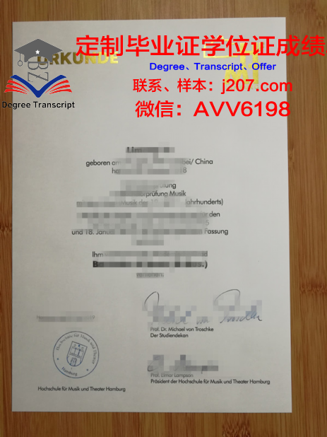 汉堡-哈尔堡工业大学研究生毕业证书(哈工大研究生毕业证书图片)