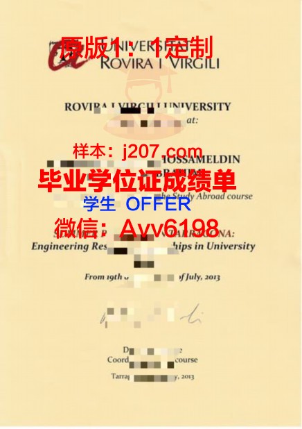 罗维拉大学毕业证高清图(罗维拉维尔吉利大学)