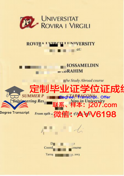 罗维拉大学毕业证高清图(罗维拉维尔吉利大学)