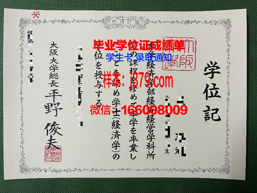 大阪市立大学毕业证成绩单