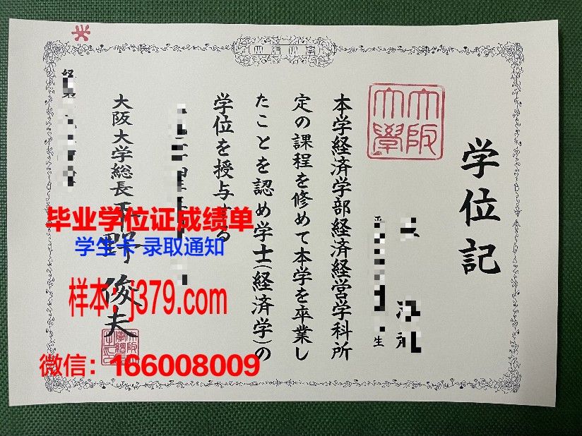 大阪外语学院毕业文凭