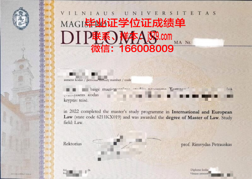 维尔纽斯科技大学毕业证图片