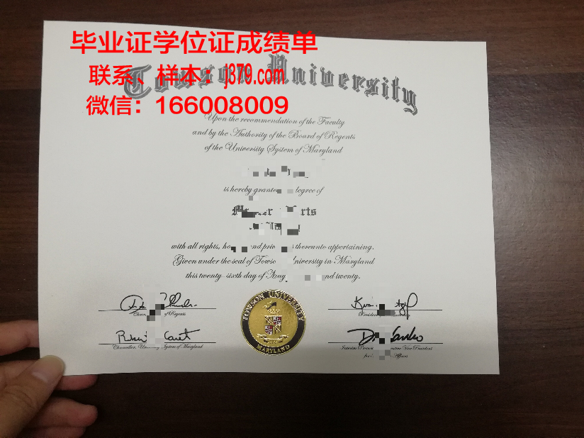 陶森大学毕业证模板 Towson University Diploma