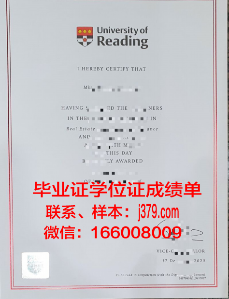 雷丁大学马来西亚分校本科毕业证 University of Reading Malaysia diploma