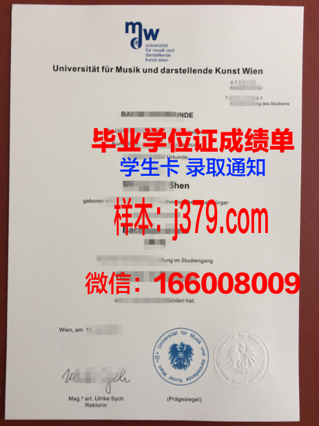 维也纳音乐与艺术市立大学学位证书(维也纳音乐及艺术市立大学)