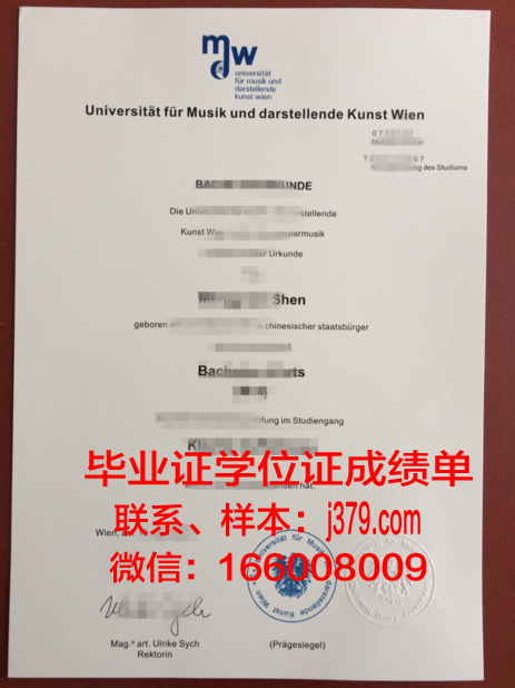 维也纳音乐与表演艺术大学毕业证书模板(维也纳音乐学院毕业)